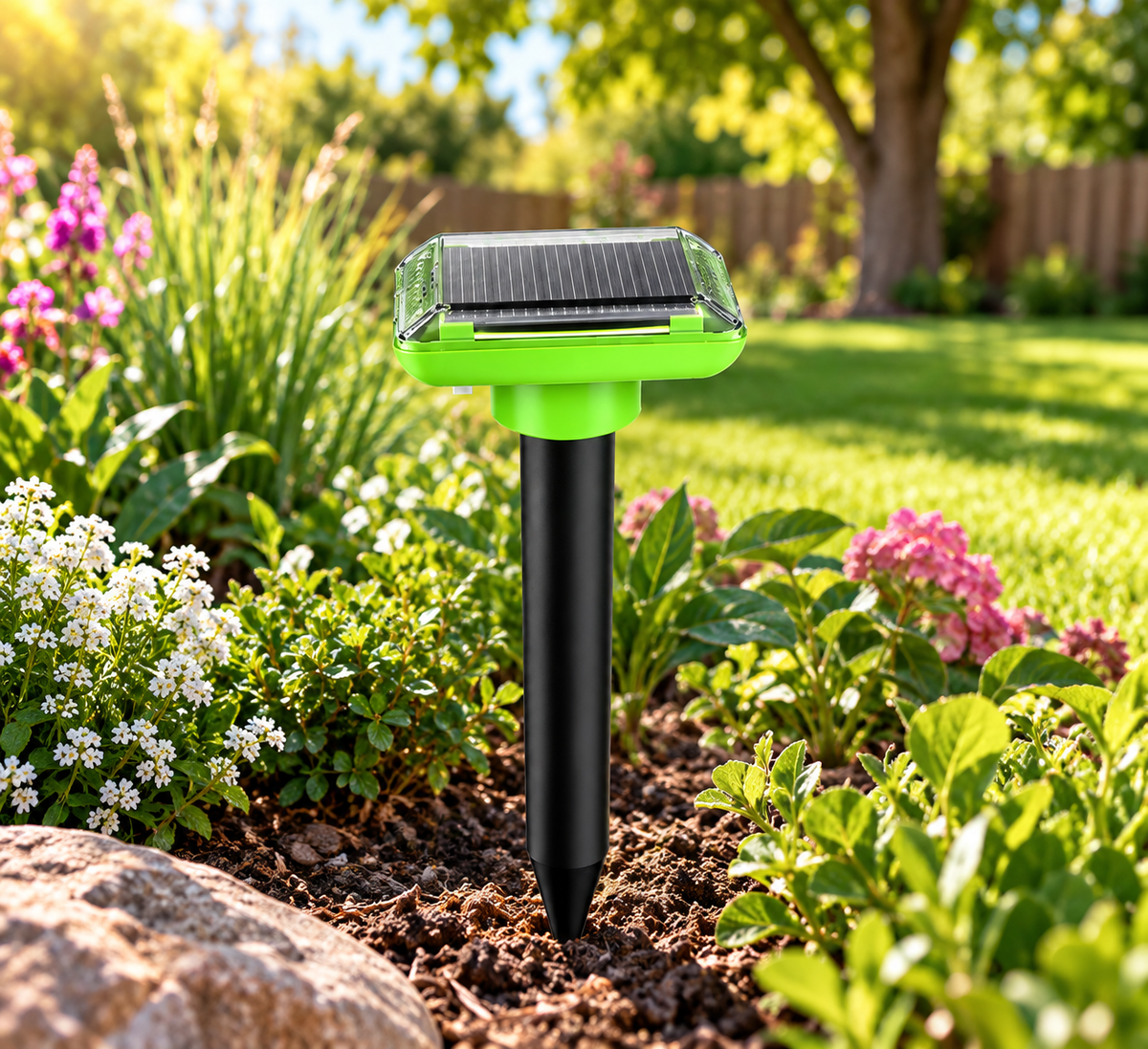 Répulsif Solaire à Ultrasons et Vibrations pour Taupes, Rongeurs et Serpents – Piquet Anti-Nuisibles IP66
