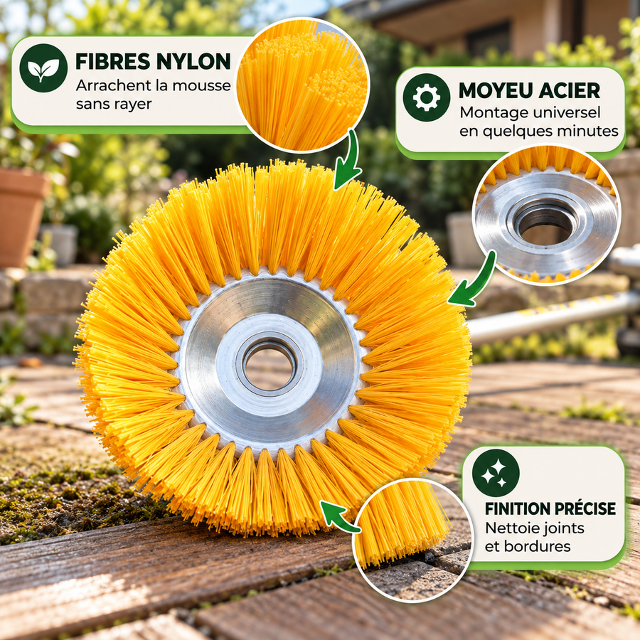 Brosse en Nylon pour Débroussailleuse – Nettoyage des Joints, Pavés et Bordures