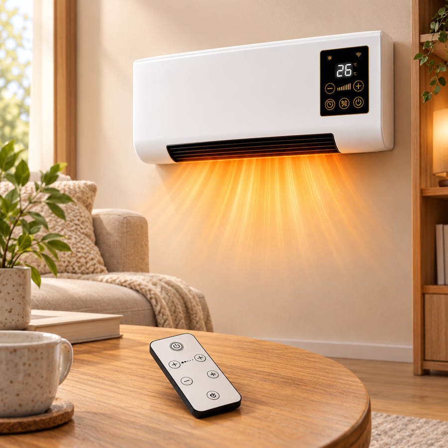 Radiateur électrique mural 2000 W avec télécommande, minuterie 8 h et écran LED