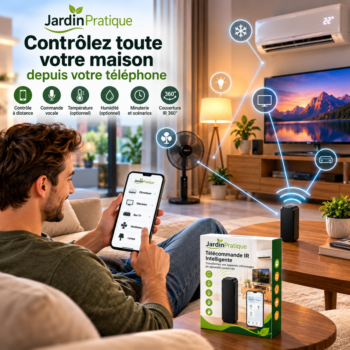 Télécommande IR Intelligente 3.0 – Contrôleur 360° pour TV, Climatisation et Appareils Infrarouges