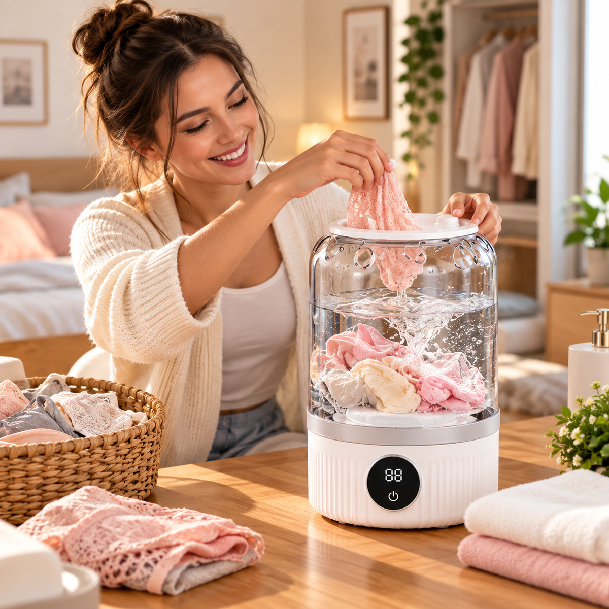 Mini Lave-Linge Portable Rechargeable – Sous-Vêtements, Chaussettes & Petits Vêtements
