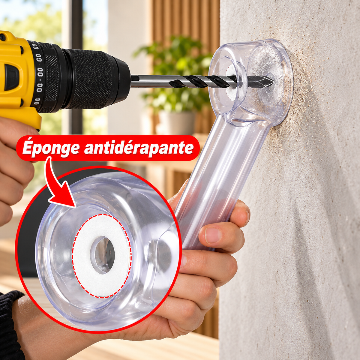 Collecteur de Poussière pour Perceuse avec Rangement pour Forets – Transparent
