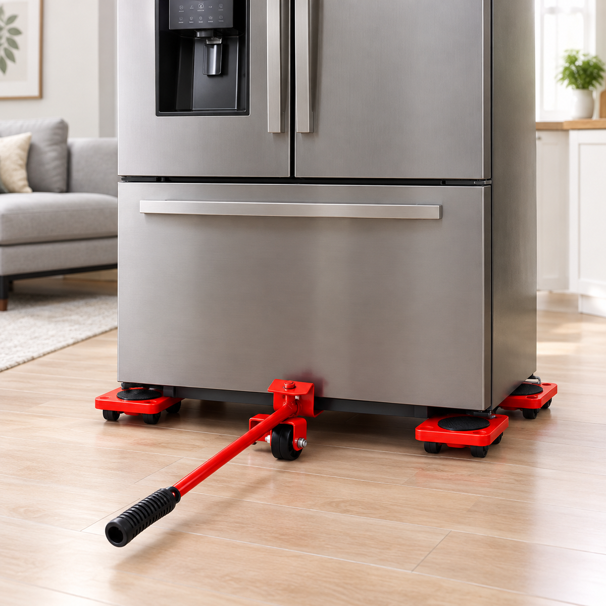 Kit de Déplacement de Meubles avec Levier et 4 Roulettes – Charge jusqu’à 300 kg, pour Réfrigérateur, Canapé, Lave-linge et Meubles Lourds
