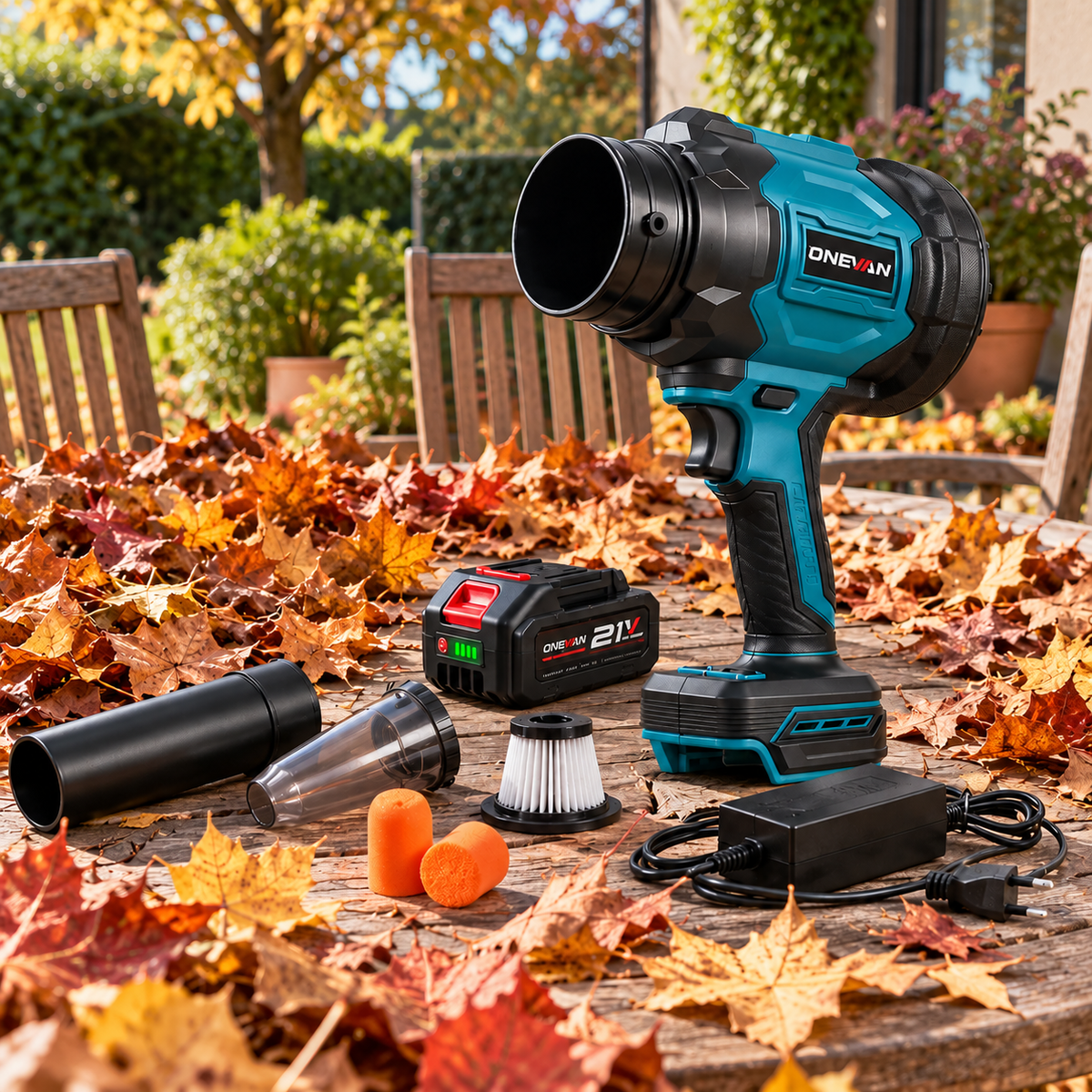 Souffleur Aspirateur Sans Fil 2 en 1 – Moteur Sans Balais pour Feuilles, Poussière et Débris