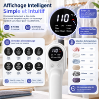 Fer à vapeur 4-en-1 1200 W, 8 modes, 110 ml, poignée 180°
