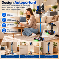 Aspirateur Balai Sans Fil 450 W 55 kPa – Autonomie 55 min, Écran LED, Brosse Motorisée, Sols et Tapis