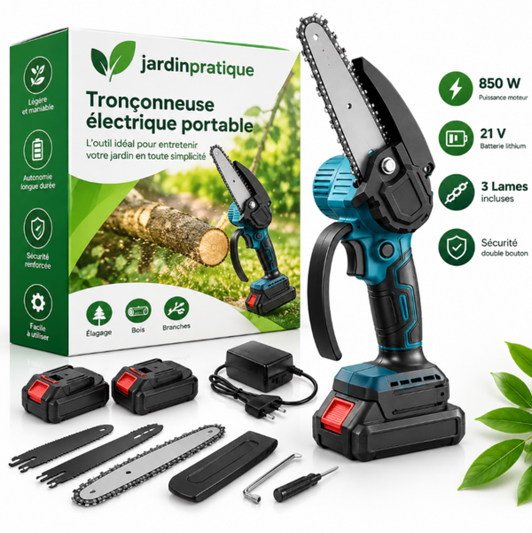 Tronçonneuse Électrique Portable 21V Sans Fil – Mini Scie à Chaîne 6"