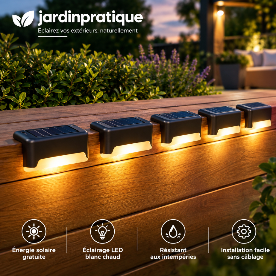 Lampes LED Solaires Extérieures avec Capteur Automatique – Éclairage Solaire Jardin, Terrasse, Escaliers et Allée