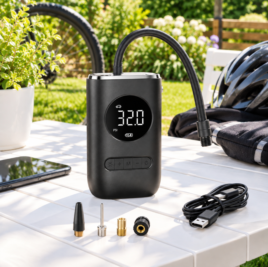 Gonfleur de Pneus Portable 150 PSI, Compresseur Sans Fil 4 Modes