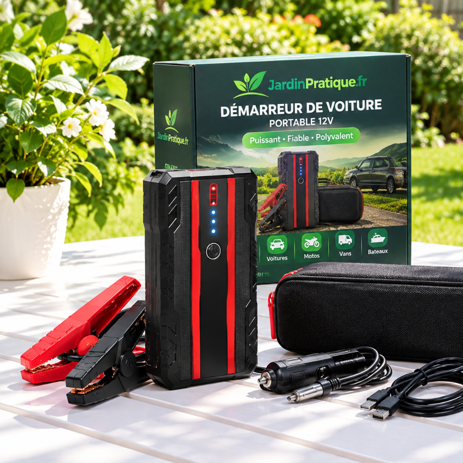Booster Batterie Voiture 12V 600A – Démarreur de Batterie Portable Lithium avec Lampe LED SOS et USB