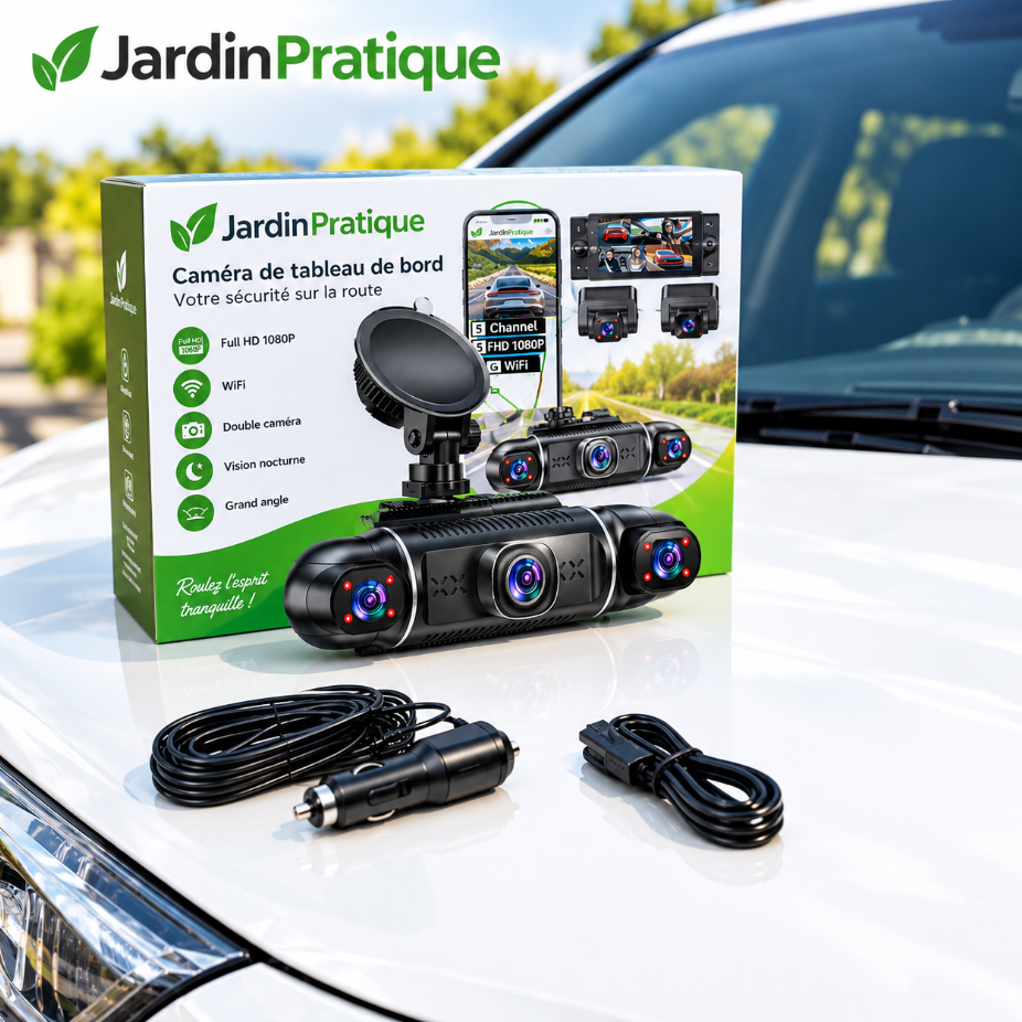 Caméra Voiture 360° 5 Canaux Full HD 1080P WiFi – Dashcam 360 Avant Arrière Habitacle Gauche Droite