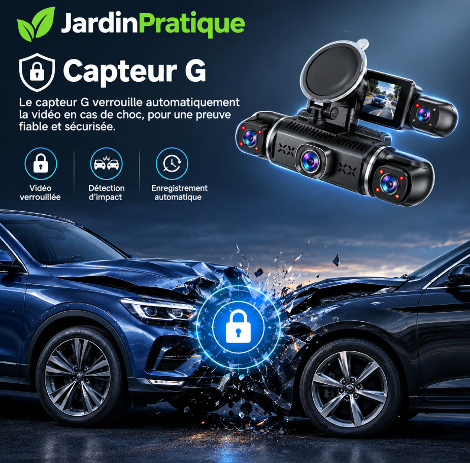 Caméra Voiture 360° 5 Canaux Full HD 1080P WiFi – Dashcam 360 Avant Arrière Habitacle Gauche Droite