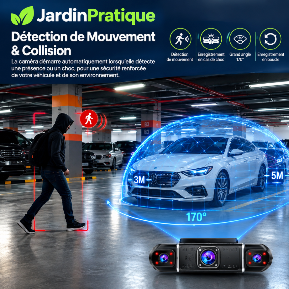 Caméra Voiture 360° 5 Canaux Full HD 1080P WiFi – Dashcam 360 Avant Arrière Habitacle Gauche Droite