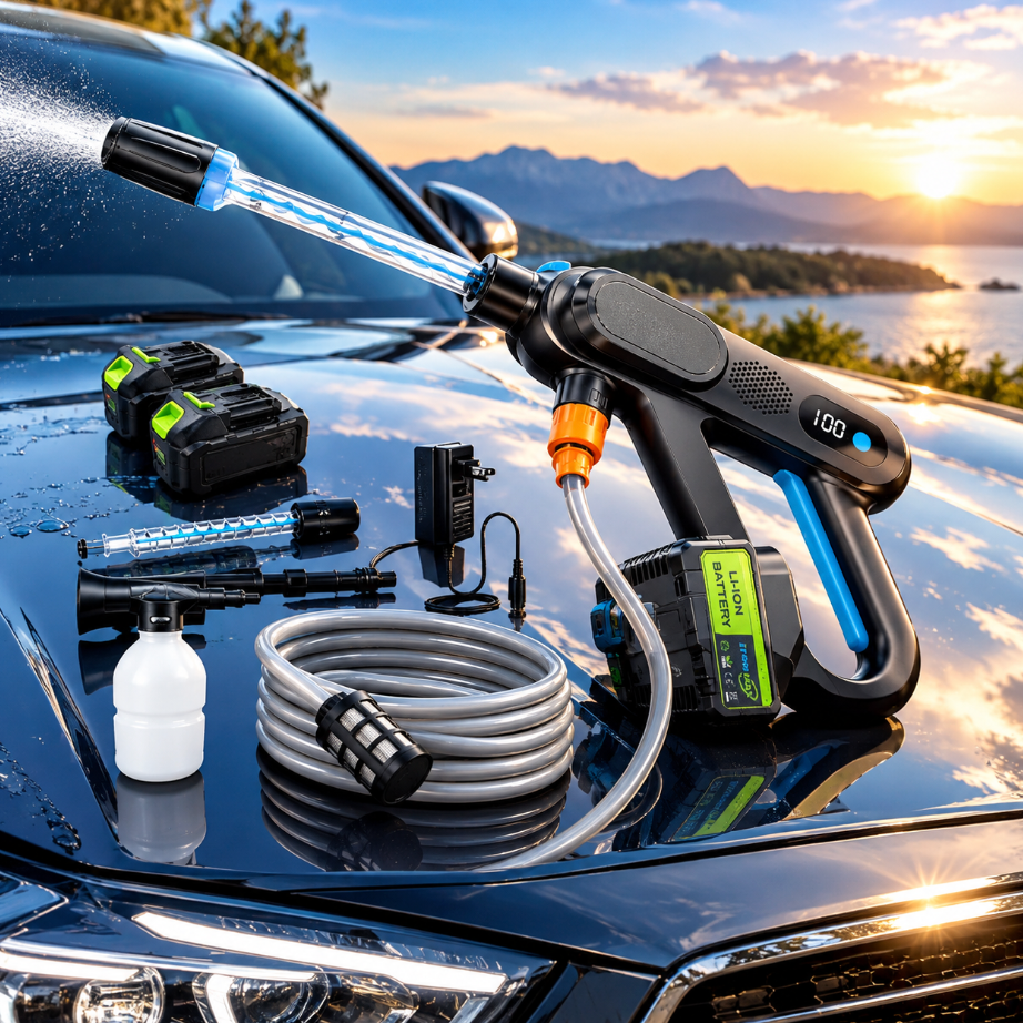Nettoyeur Haute Pression Sans Fil – Moteur Brushless 25 000 tr/min, 1 Batteries 3000 mAh, 3 Modes