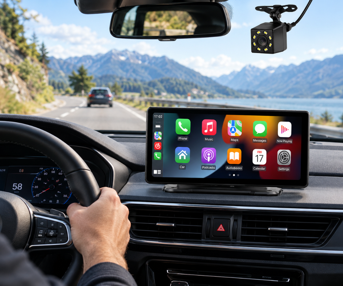 Écran CarPlay sans fil 10,26" avec caméra 4K et caméra arrière AHD 1080P