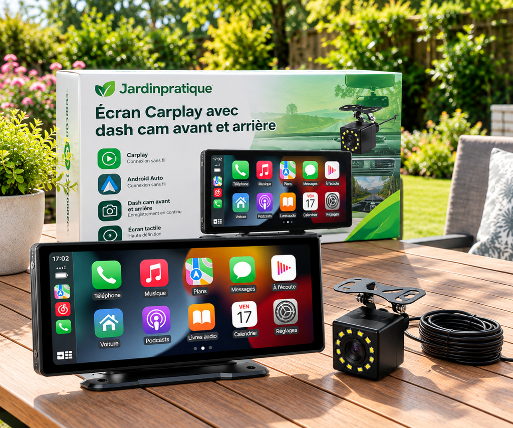 Écran CarPlay sans fil 10,26" avec caméra 4K et caméra arrière AHD 1080P