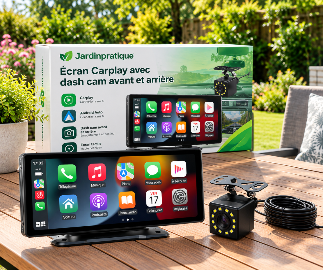 Écran CarPlay sans fil 10,26" avec caméra 4K et caméra arrière AHD 1080P