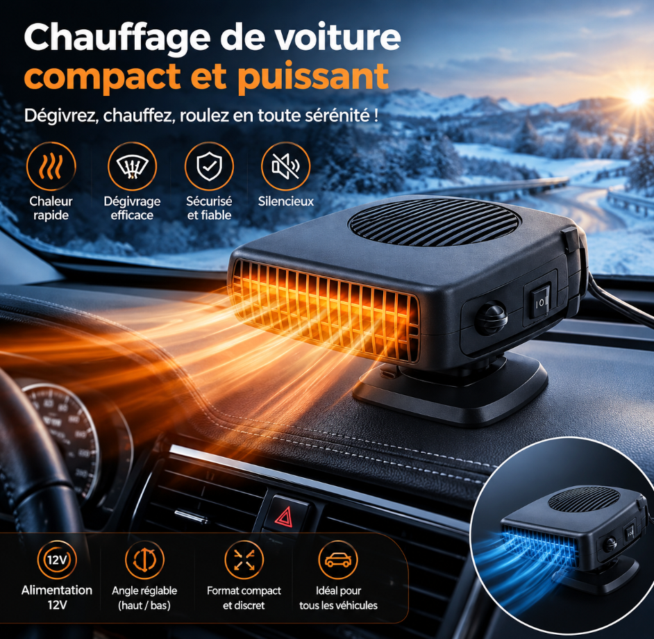 Dégivreur Voiture 12V – Chauffage Pare-Brise Portable