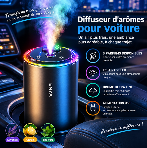 Diffuseur de Parfum Voiture 3-en-1 RGB Ciel Étoilé – Aromathérapie & Lumière d’Ambiance