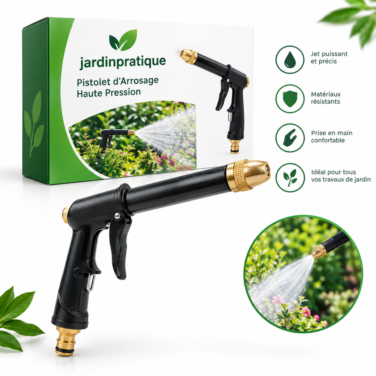 Pistolet d’Arrosage Haute Pression 8 Jets – Jardin, Voiture et Nettoyage