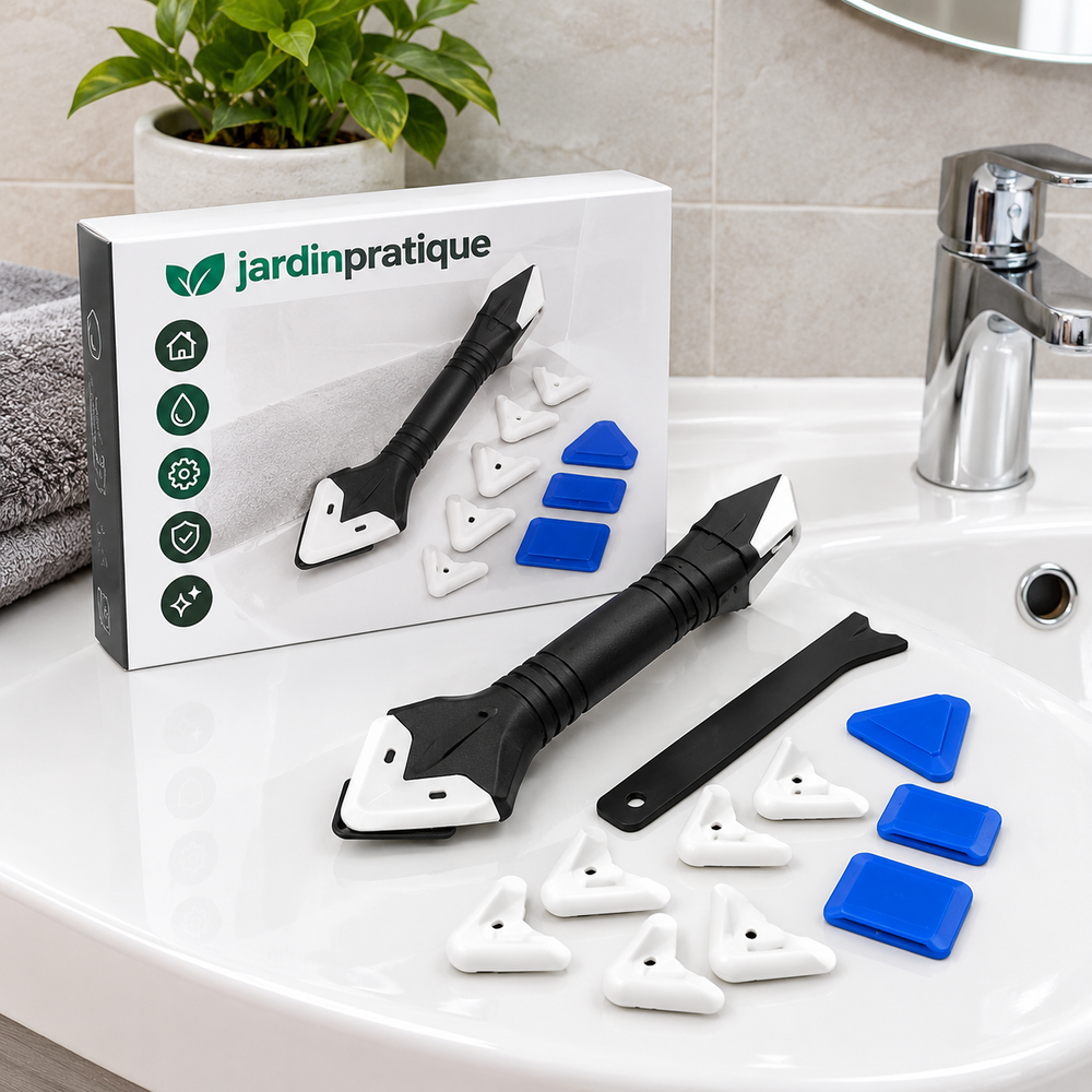 Outil 9 en 1 pour joints silicone – Lisseur et grattoir pour finition