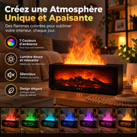 Diffuseur d’Arômes Effet Cheminée 3D 280 ml – Brume Ultrasonique, LED 7 Couleurs & Arrêt Automatique