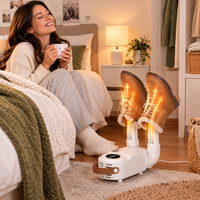 Sèche-Chaussures Électrique Pliable 130W avec Écran Tactile, Air Chaud 360°, Minuterie 180 min et Chauffage PTC