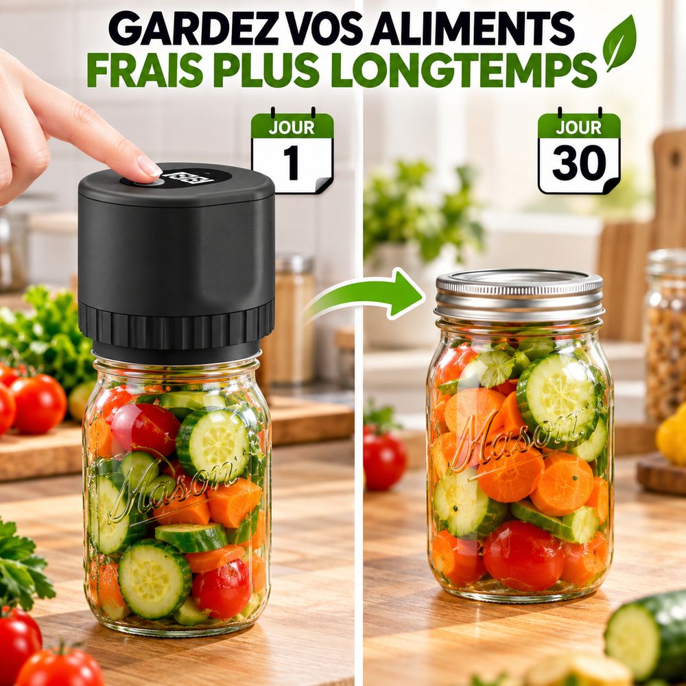 Scelleuse Sous Vide Électrique pour Bocaux Mason – 2 Formats Rechargeable