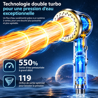 Pommeau de Douche avec Filtre et Plusieurs Modes de Jet – Bouton STOP, Raccord G1/2