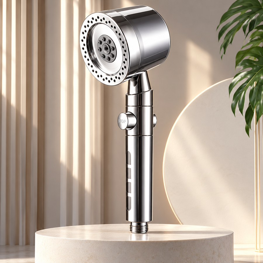Pommeau de Douche avec Filtre et Plusieurs Modes de Jet – Bouton STOP, Raccord G1/2