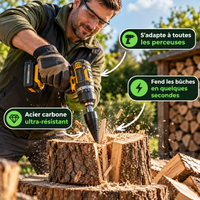 Cône Fendeur de Bois pour Perceuse – Foret fendeur de bois et bûches