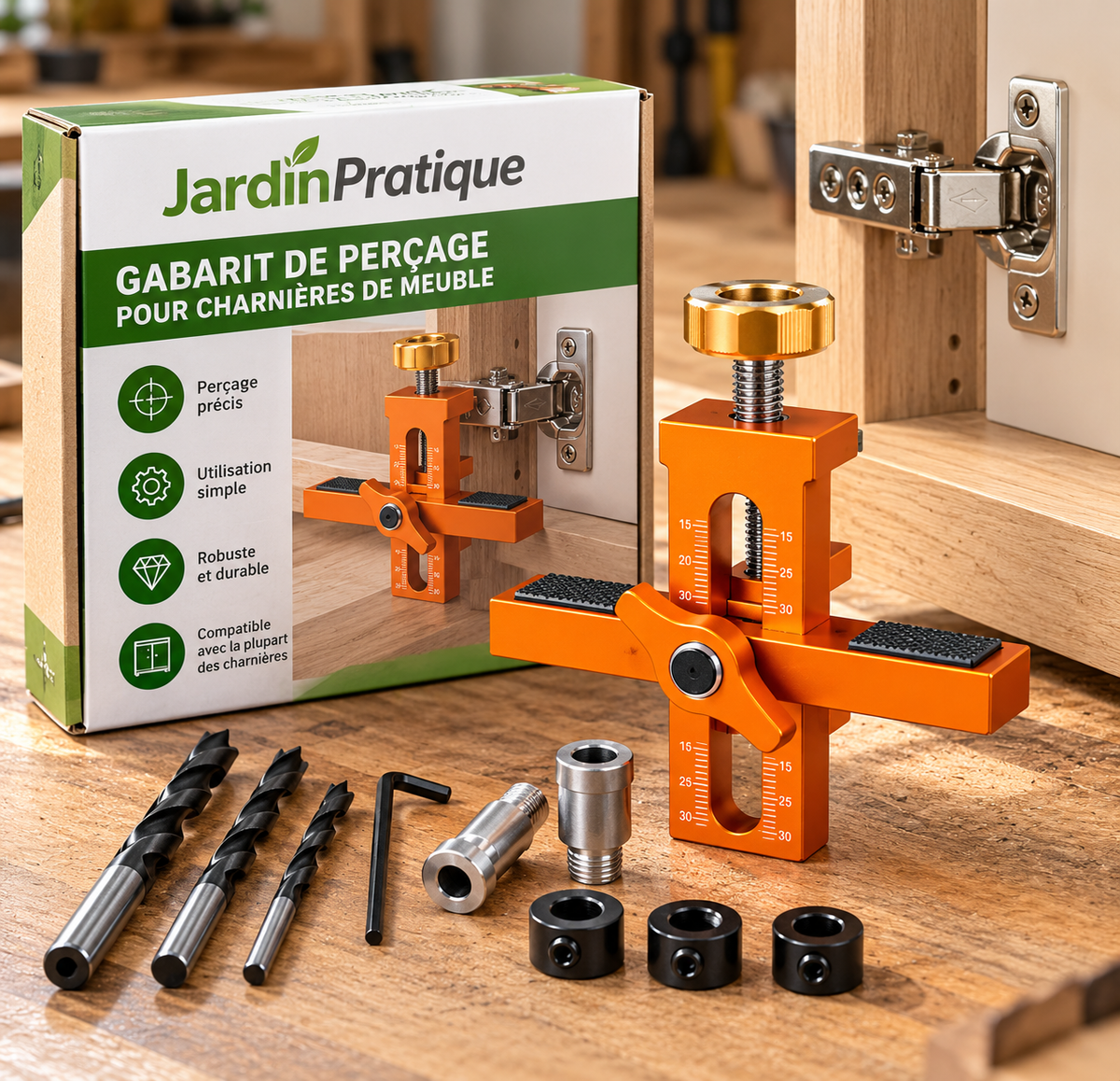 Gabarit d’Installation 2-en-1 pour Porte d’Armoire – Guides de Perçage 6/8/10 mm