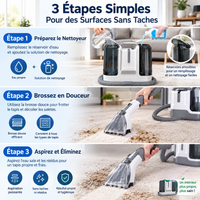 Nettoyeur de Tapis et Canapés 450W – Injecteur Extracteur 12 kPa, Double Réservoir et 6 Accessoires