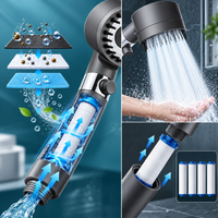 Pommeau de Douche Haute Pression 3 Modes avec Bouton Stop – Douchette à Main avec Filtre et Picots Silicone