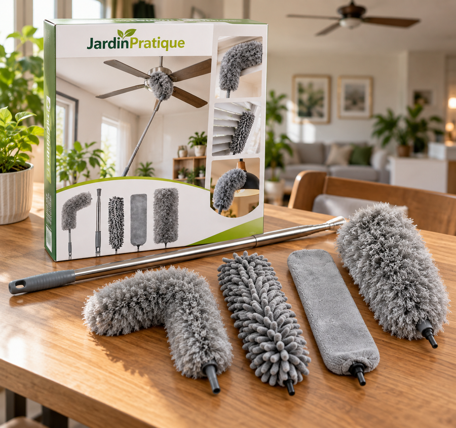 Plumeau Télescopique Microfibre Flexible avec Long Manche – Gris