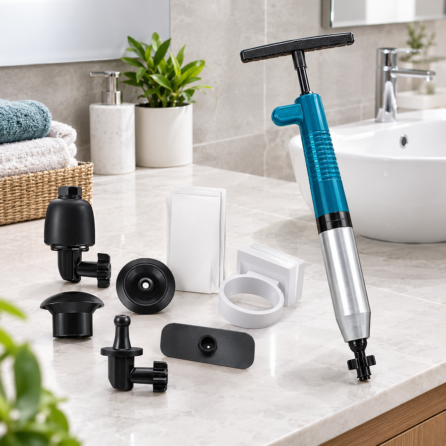 Déboucheur Électrique WC 5 Bar / 72 PSI – 3 Embouts, Tuyau 360°