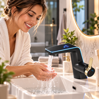 Robinet de Lavabo avec Affichage LED de Température – Mitigeur Chaud/Froid Monocommande en Laiton, Sans Pile