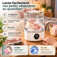 Mini Lave-Linge Portable Rechargeable – Sous-Vêtements, Chaussettes & Petits Vêtements