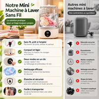 Mini Lave-Linge Portable Rechargeable – Sous-Vêtements, Chaussettes & Petits Vêtements
