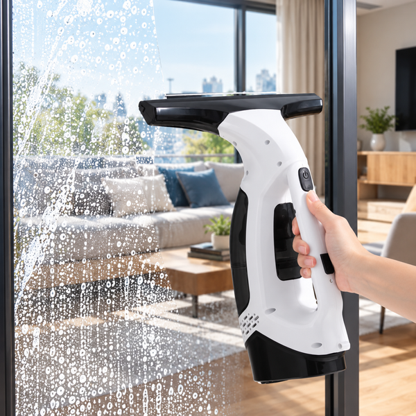 Aspirateur de Vitres Sans Fil 20W – Nettoyeur de Vitres avec Pulvérisateur, Aspiration 2000 Pa, Réservoir 150 ml et Batterie 2200 mAh