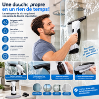 Aspirateur de Vitres Sans Fil 20W – Nettoyeur de Vitres avec Pulvérisateur, Aspiration 2000 Pa, Réservoir 150 ml et Batterie 2200 mAh