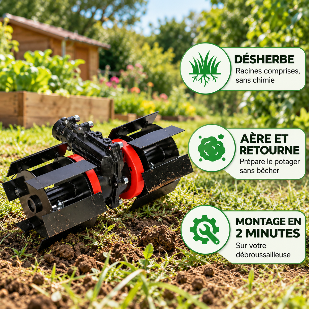 Roue de Désherbage en Acier pour Débroussailleuse – Accessoire Rotatif pour Mauvaises Herbes et Entretien du Sol