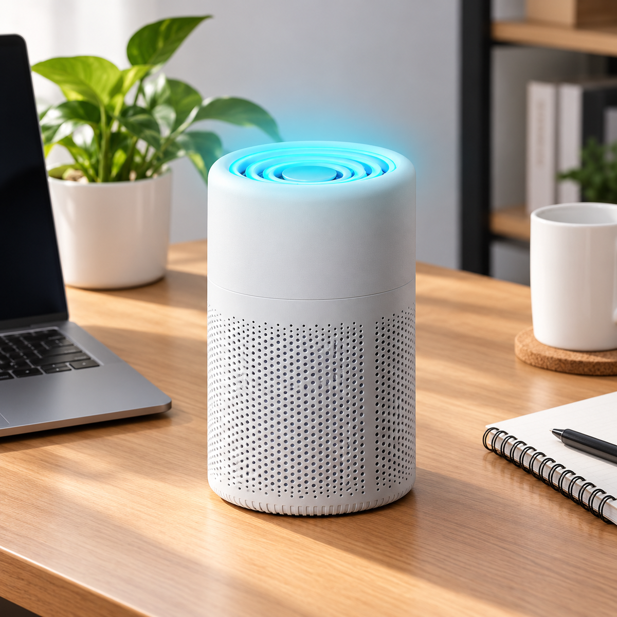 Mini Purificateur d’Air avec Filtre HEPA H13, Charbon Actif, Désodorisation, USB-C 5 V