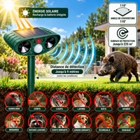 Répulsif Solaire à Ultrasons pour Jardin – Détecteur de Mouvement 110° avec Flash LED