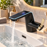 Robinet de Lavabo avec Affichage LED de Température – Mitigeur Chaud/Froid Monocommande en Laiton, Sans Pile