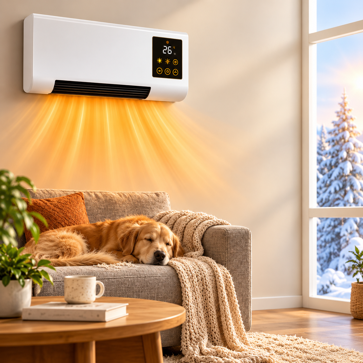 Radiateur électrique mural 2000 W avec télécommande, minuterie 8 h et écran LED
