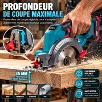 Scie Circulaire Sans Fil 18V Brushless – Lame 6", 6700 tr/min, Coupe 51 mm, Angle Réglable 0–45°