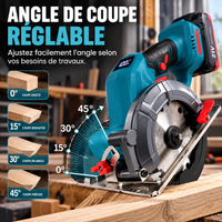 Scie Circulaire Sans Fil 18V Brushless – Lame 6", 6700 tr/min, Coupe 51 mm, Angle Réglable 0–45°