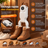 Sèche-Chaussures Électrique Pliable 130W avec Écran Tactile, Air Chaud 360°, Minuterie 180 min et Chauffage PTC