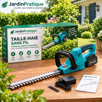 Taille-haie sans fil 21 V, lame double action 51 cm, 7200 cpm, coupe précise et entretien facile des haies